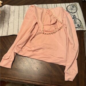 Light pink hoodie with pearl studded hood